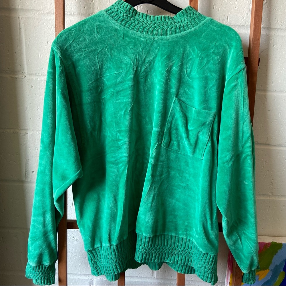 Green Velour 90s Sweatshirt